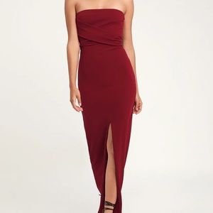 Lulus Wine Red Strapless Maxi Dress